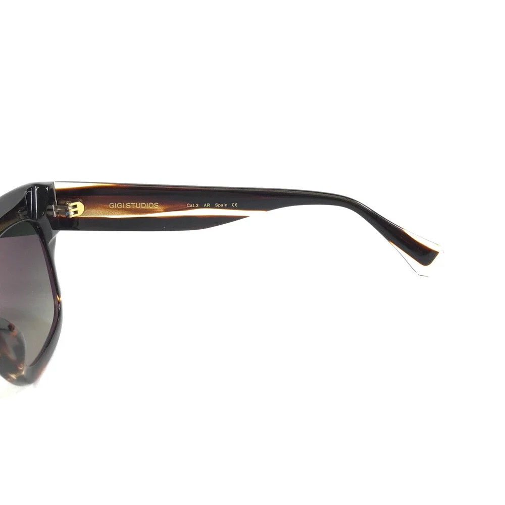 Gigi Studios Sunglasses ALFA 6897 Striped Brown Horn with Gradient Green Lenses